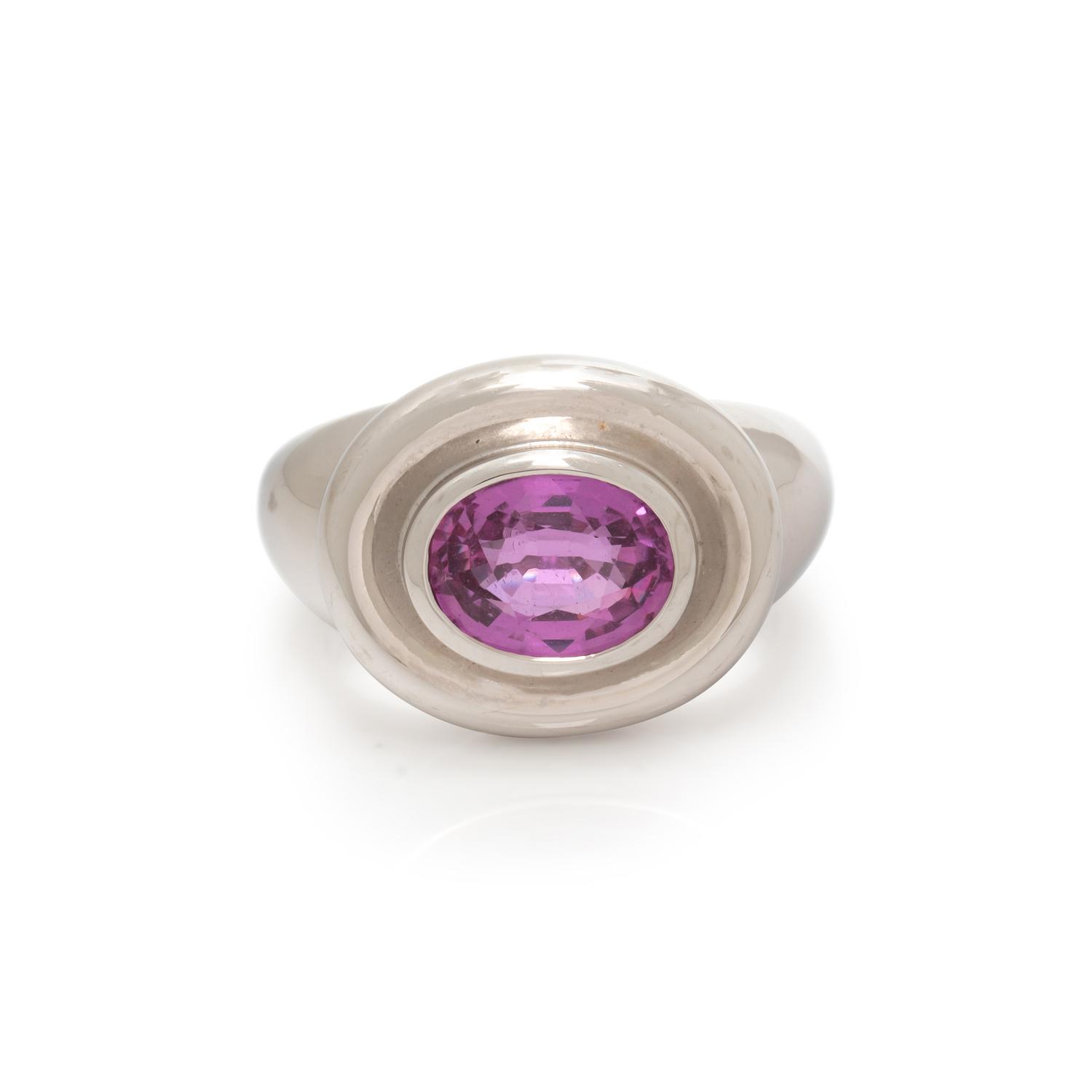 TIFFANY & CO., PALOMA PICASSO, WHITE GOLD AND PINK SAPPHIRE RING