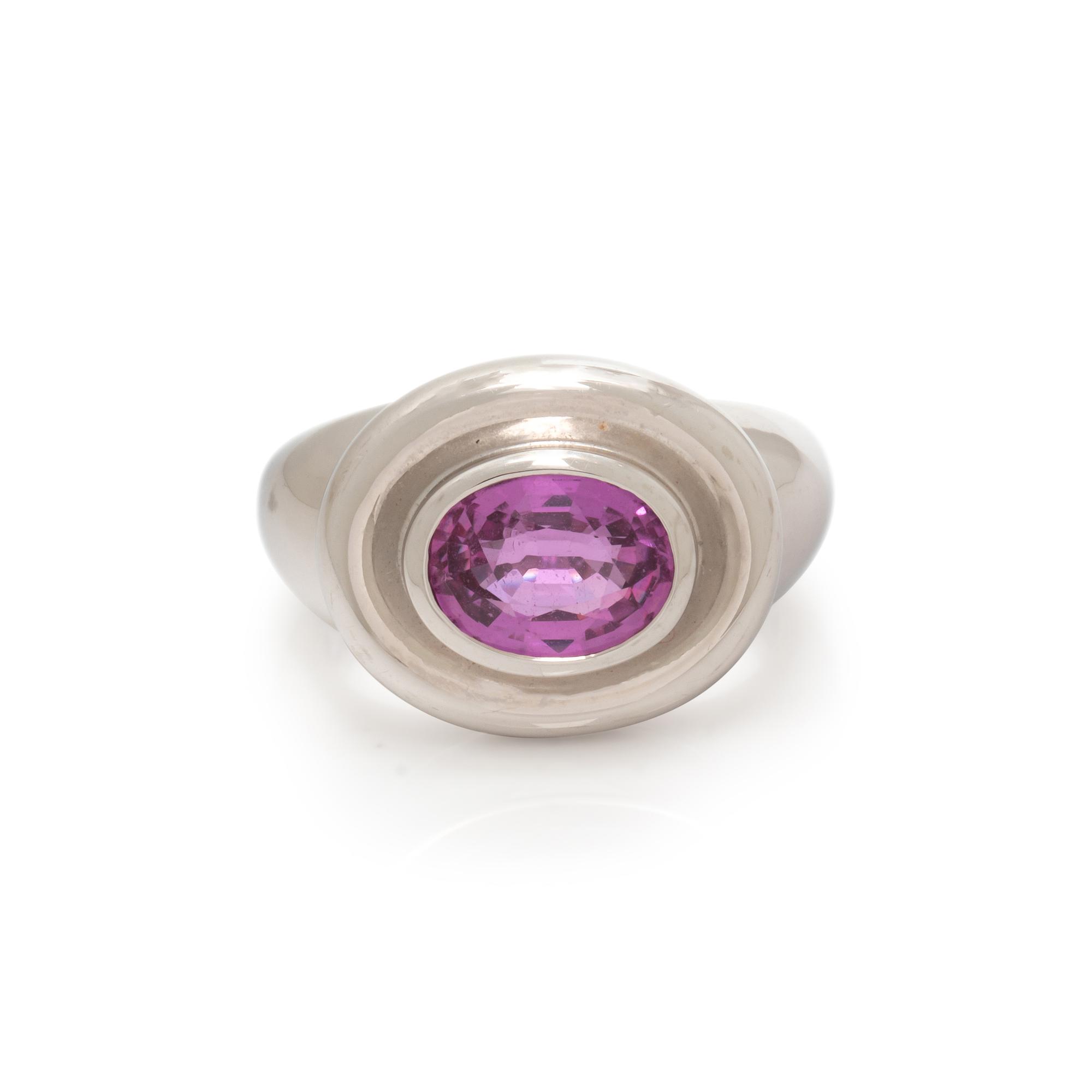 TIFFANY & CO., PALOMA PICASSO, WHITE GOLD AND PINK SAPPHIRE RING