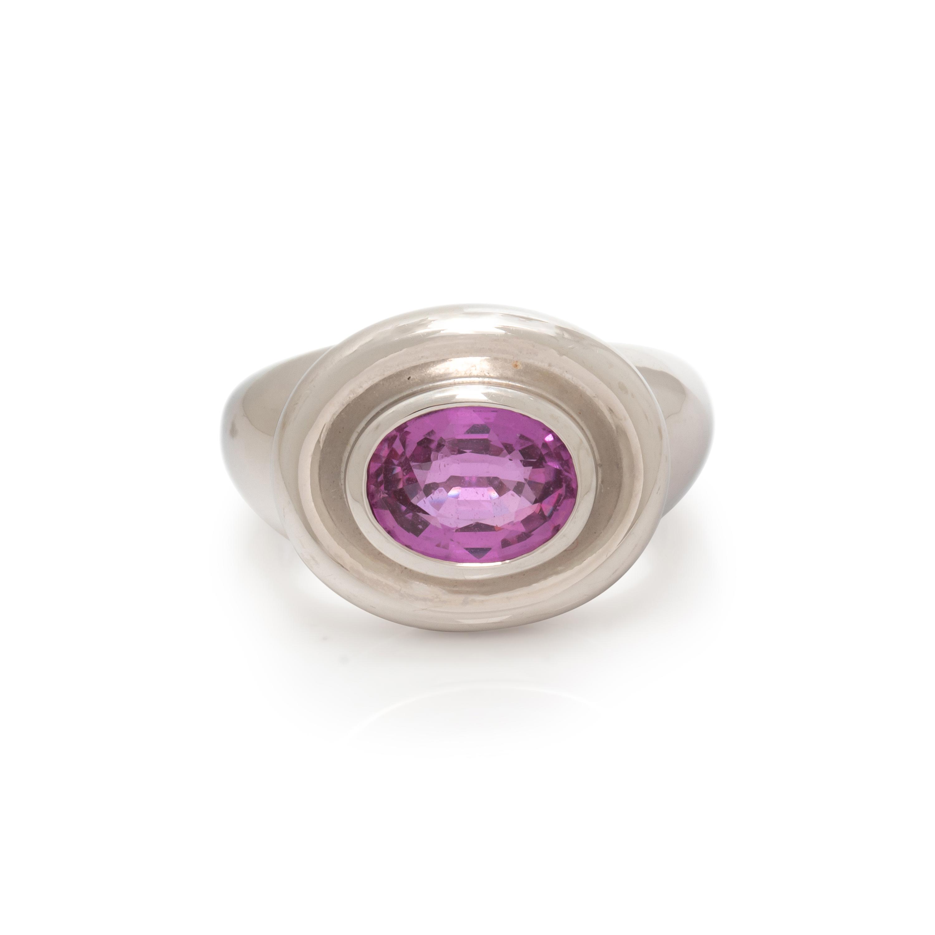 TIFFANY & CO., PALOMA PICASSO, WHITE GOLD AND PINK SAPPHIRE RING