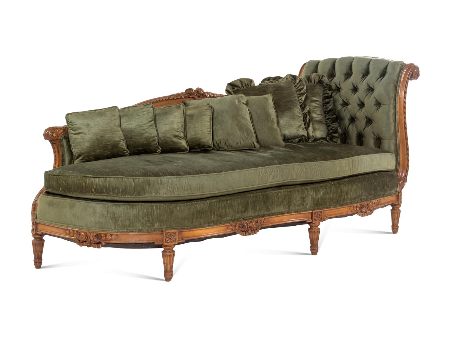A Louis XVI Style Beechwood Chaise Longue