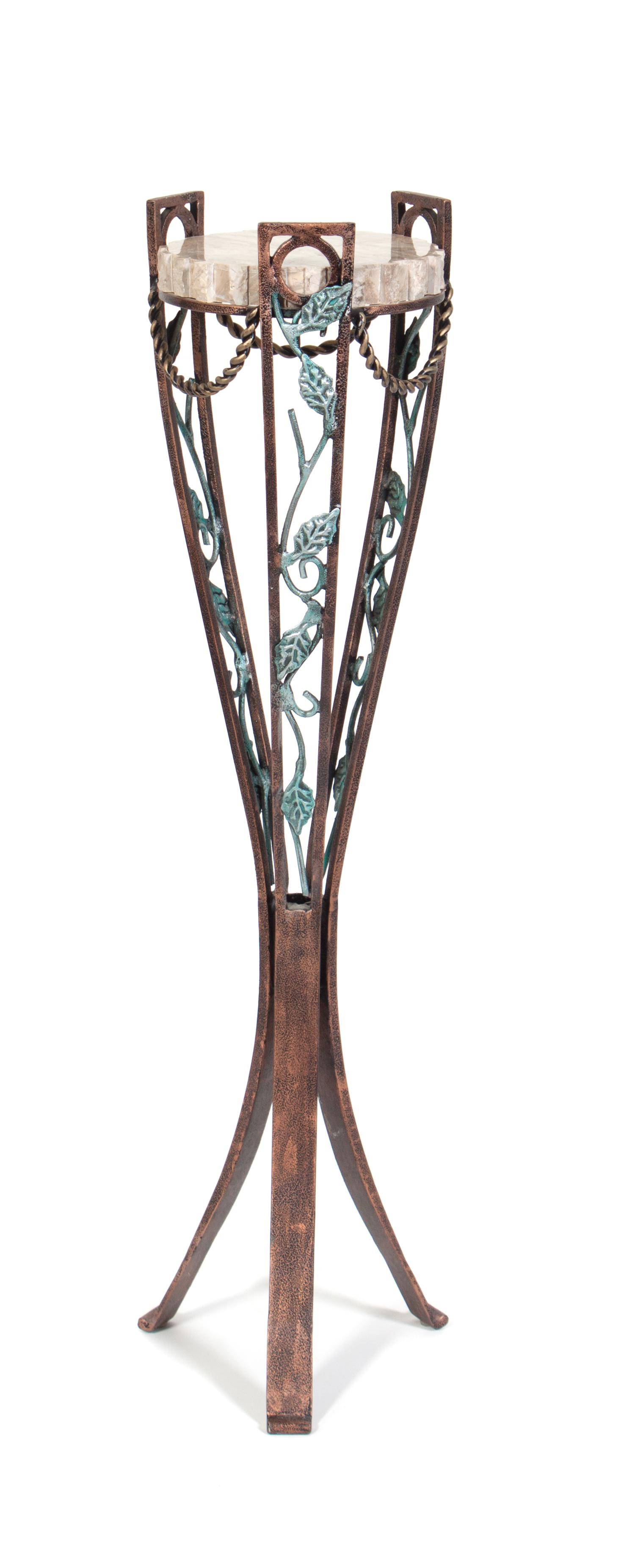 An Art Deco Style Cast Metal and Stone Stand Height 39 inches. — 20TH CENTURY