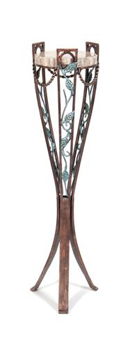 An Art Deco Style Cast Metal and Stone Stand Height 39 inches. — 20TH CENTURY