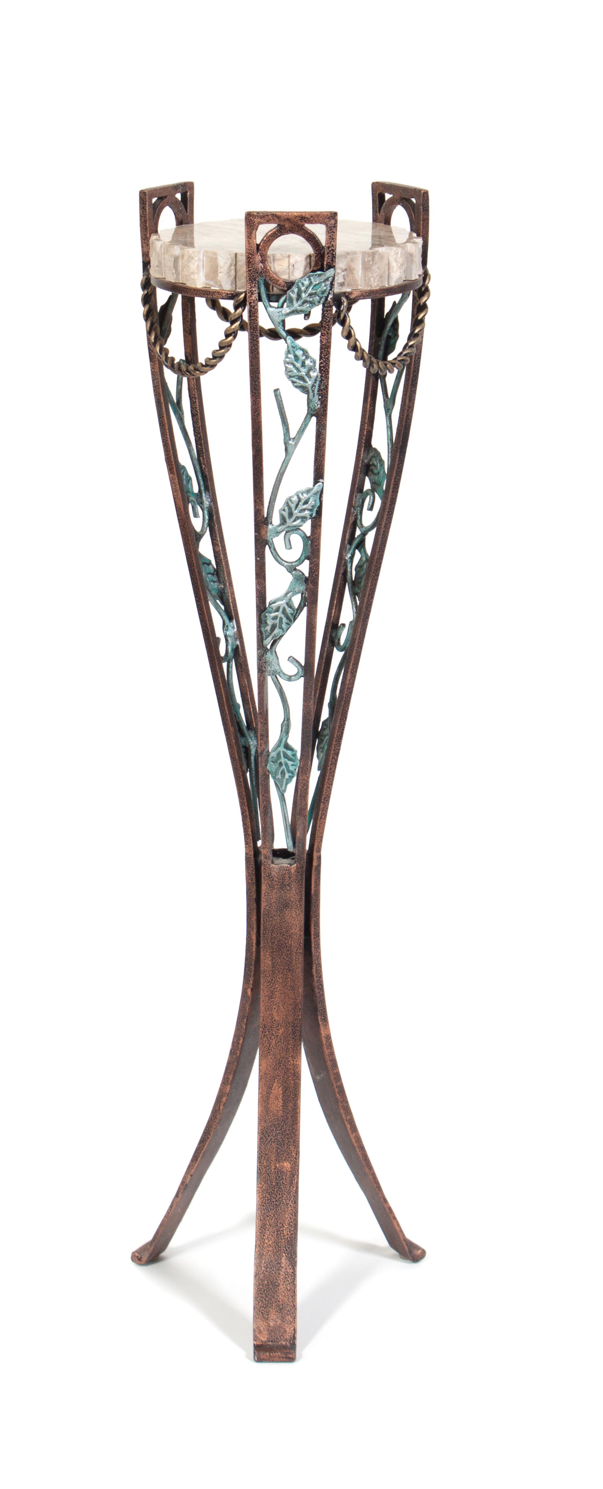 An Art Deco Style Cast Metal and Stone Stand Height 39 inches. — 20TH CENTURY