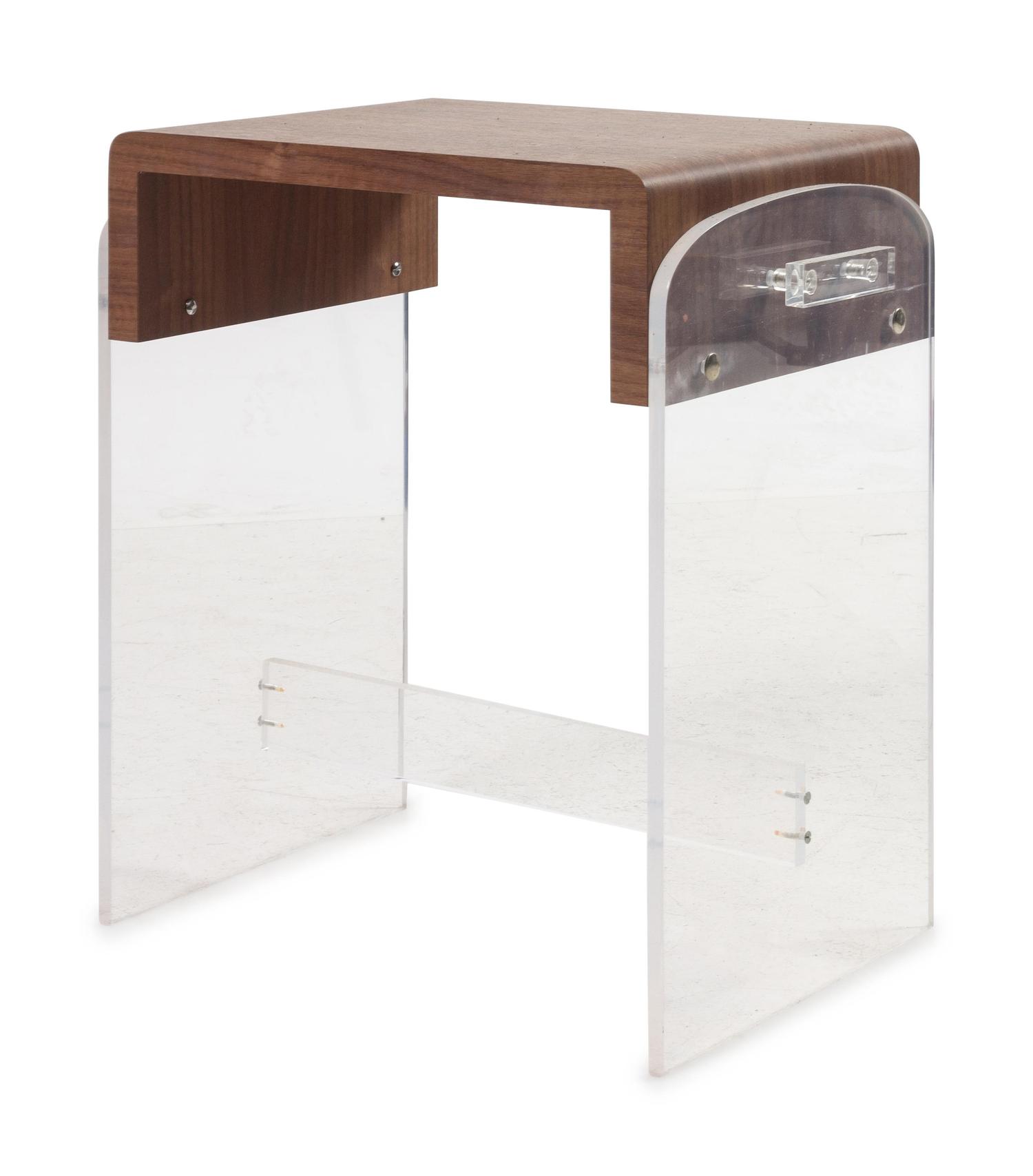 A Wood Veneered and Lucite Side Table