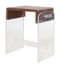 A Wood Veneered and Lucite Side Table