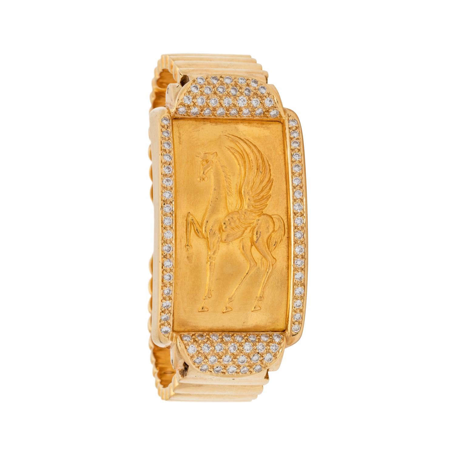 YELLOW GOLD AND DIAMOND CUFF BRACELET