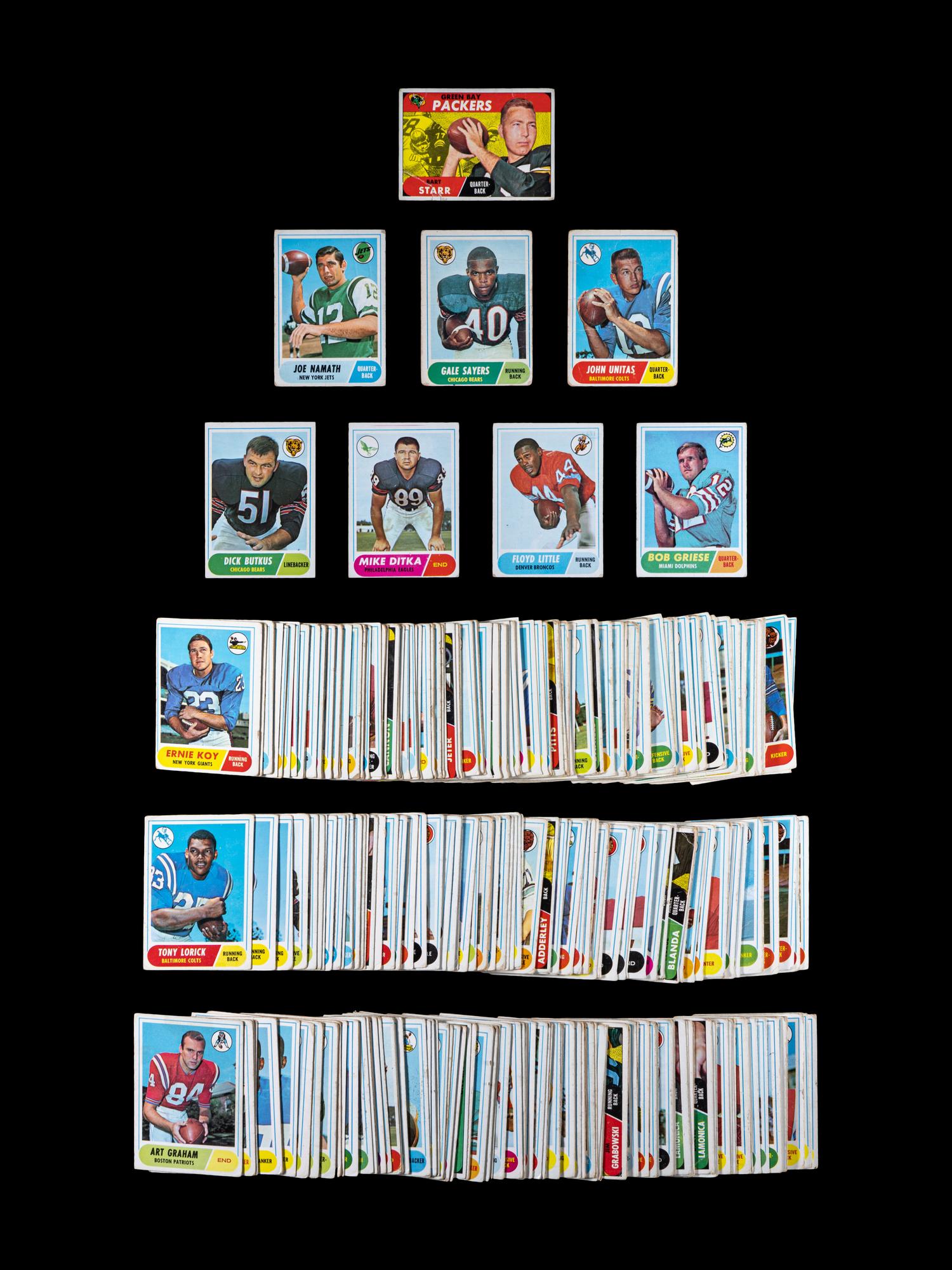 A Partial Set of 1968 Topps Football Cards Including Bob Griese Rookie (169/219),