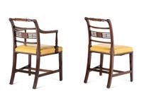 A Set of Six George III Mahogany Leather-Upholstered Dining Chairs