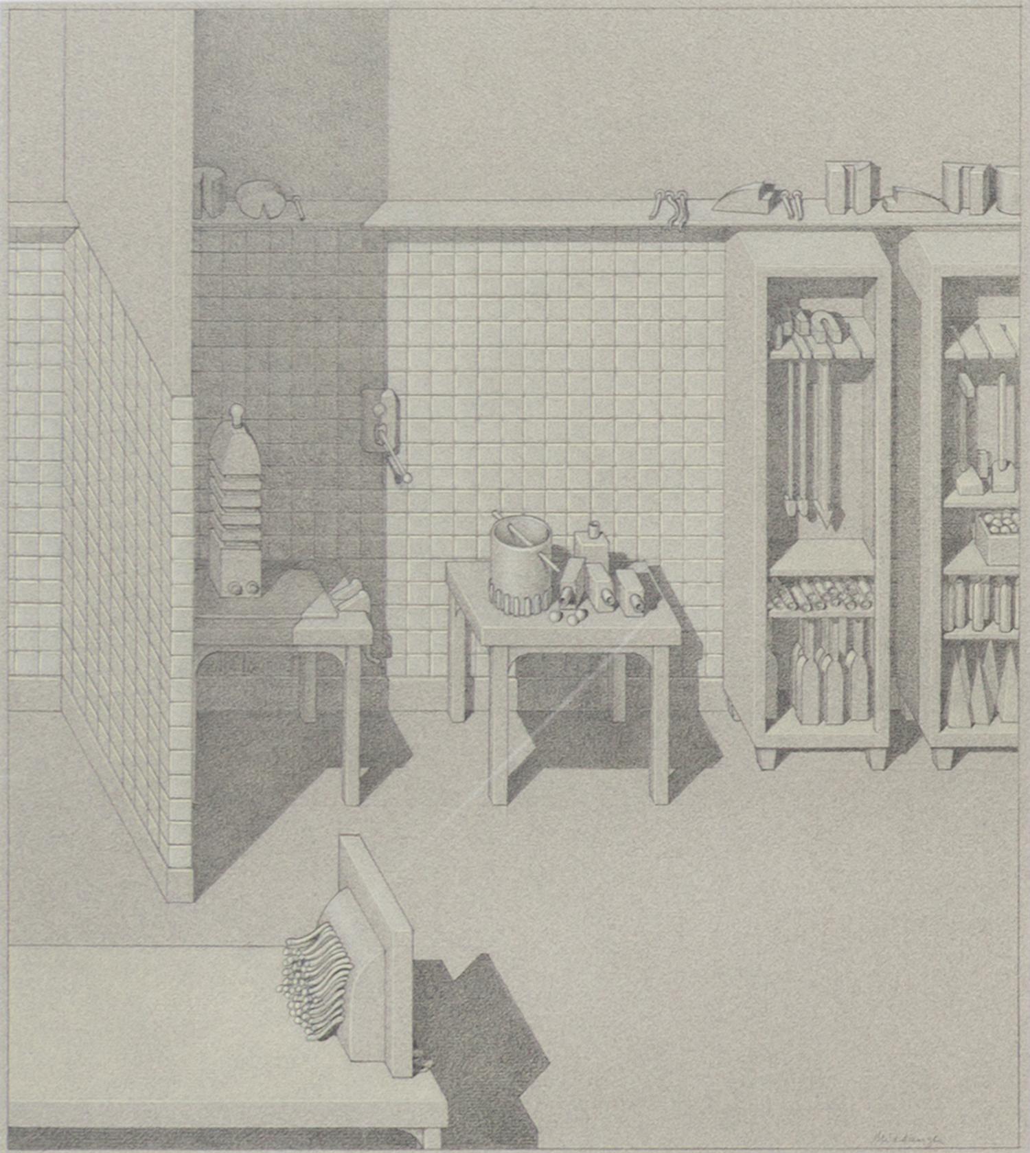 Robert Middaugh, (American, b. 1935), Three Interior Scenes (a group of three works)