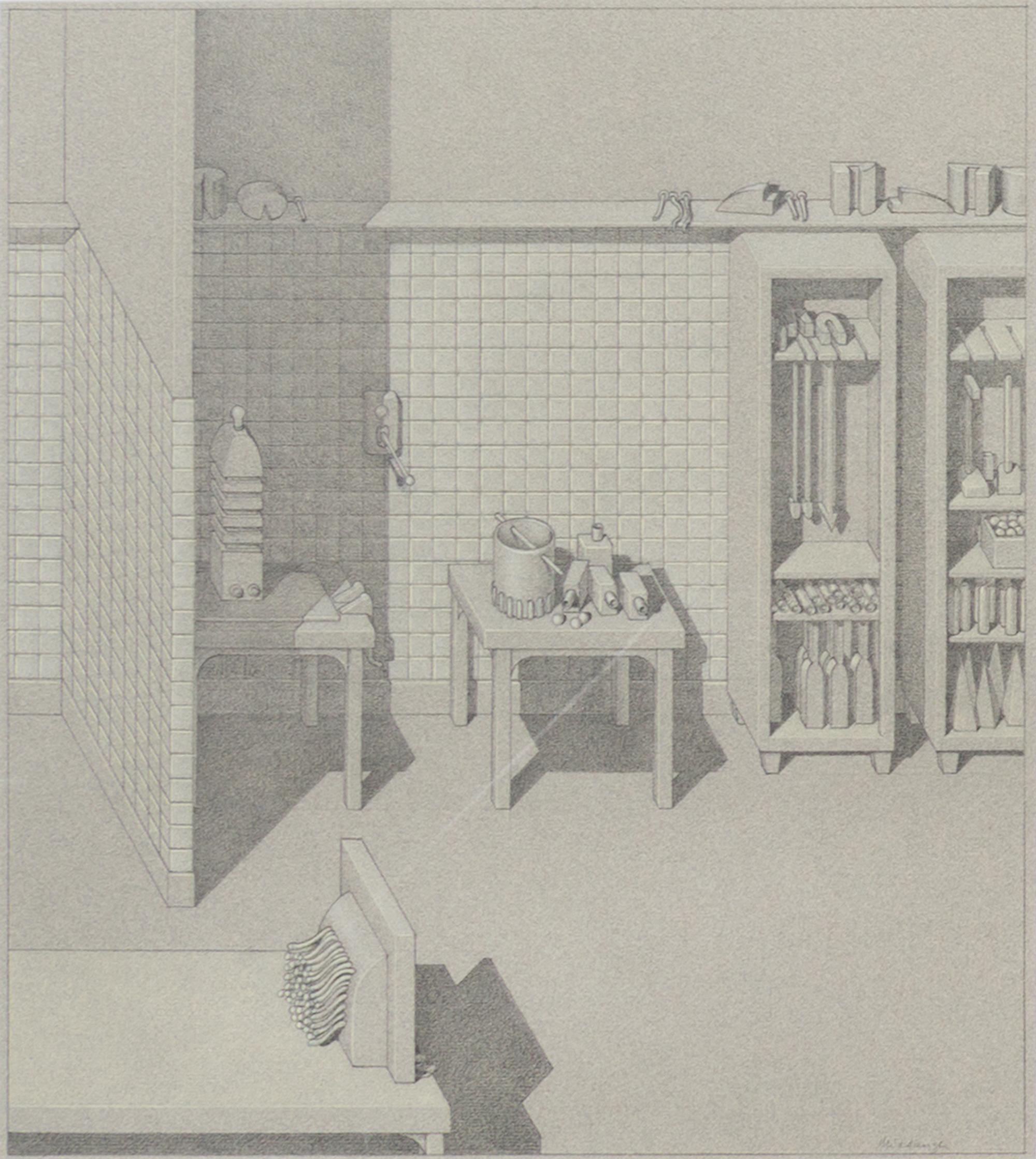 Robert Middaugh, (American, b. 1935), Three Interior Scenes (a group of three works)