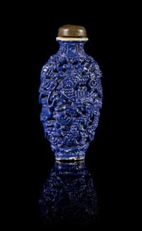 A Blue Glazed Molded Porcelain Snuff Bottle — LATE 18TH/EARLY 19TH CENTURY