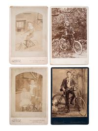 [EARLY PHOTOGRAPHY - CYCLING]. 14 photographs of featuring bicycles and other wheeled devices.