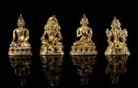 Four Small Sino-Tibetan Gilt Bronze Figures Height of each 1 5/8 inches. — 19TH CENTURY