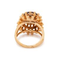 YELLOW GOLD, SAPPHIRE AND DIAMOND RING