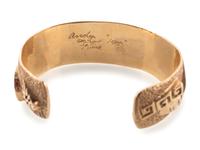 14k Gold Tufa Cast Cuff Bracelet, with Sugilite and Opal Mosaic Inlay
