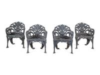 A Set of Four English Cast Iron Garden Chairs