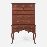 A Queen Anne walnut high chest Probably Pennsylvania, 18th century