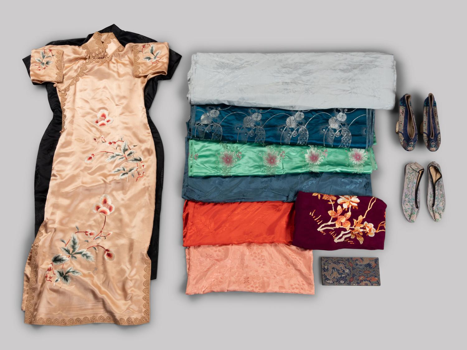 11 Chinese Embroidered and Woven Silk Articles