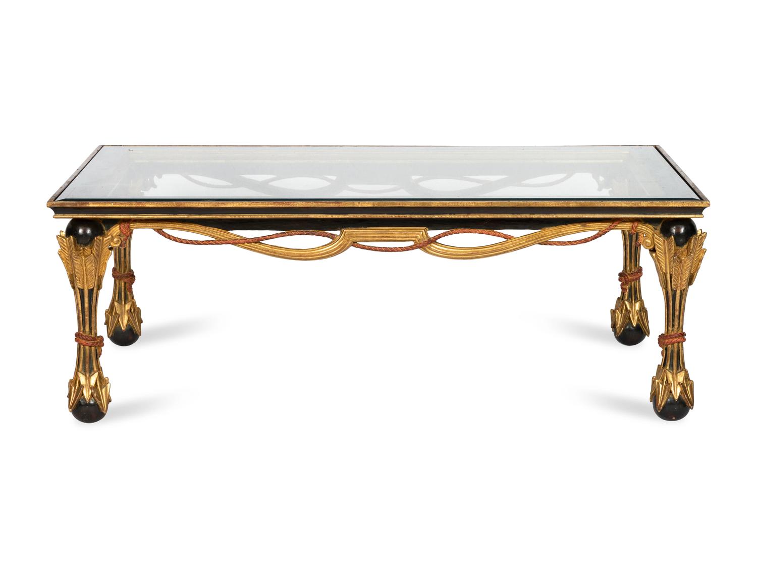 A Regency Style Carved Parcel Gilt Cocktail Table
