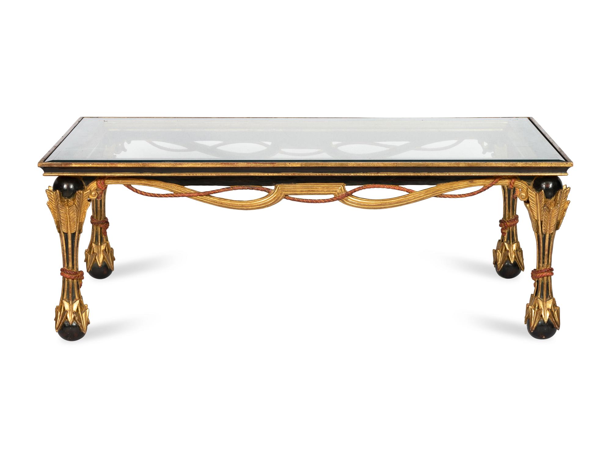 A Regency Style Carved Parcel Gilt Cocktail Table