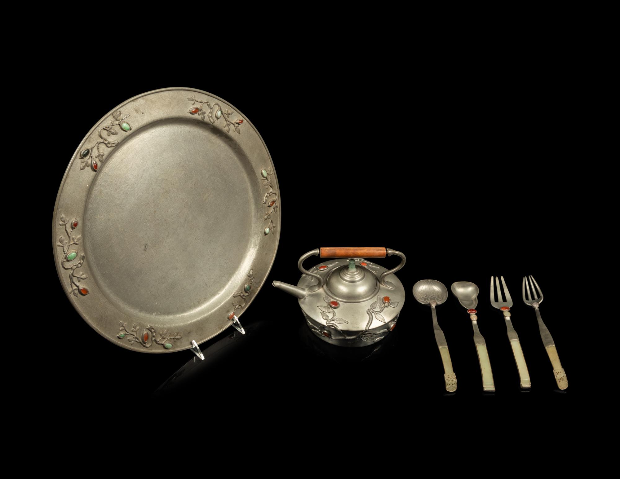 Six Chinese Pewter Articles