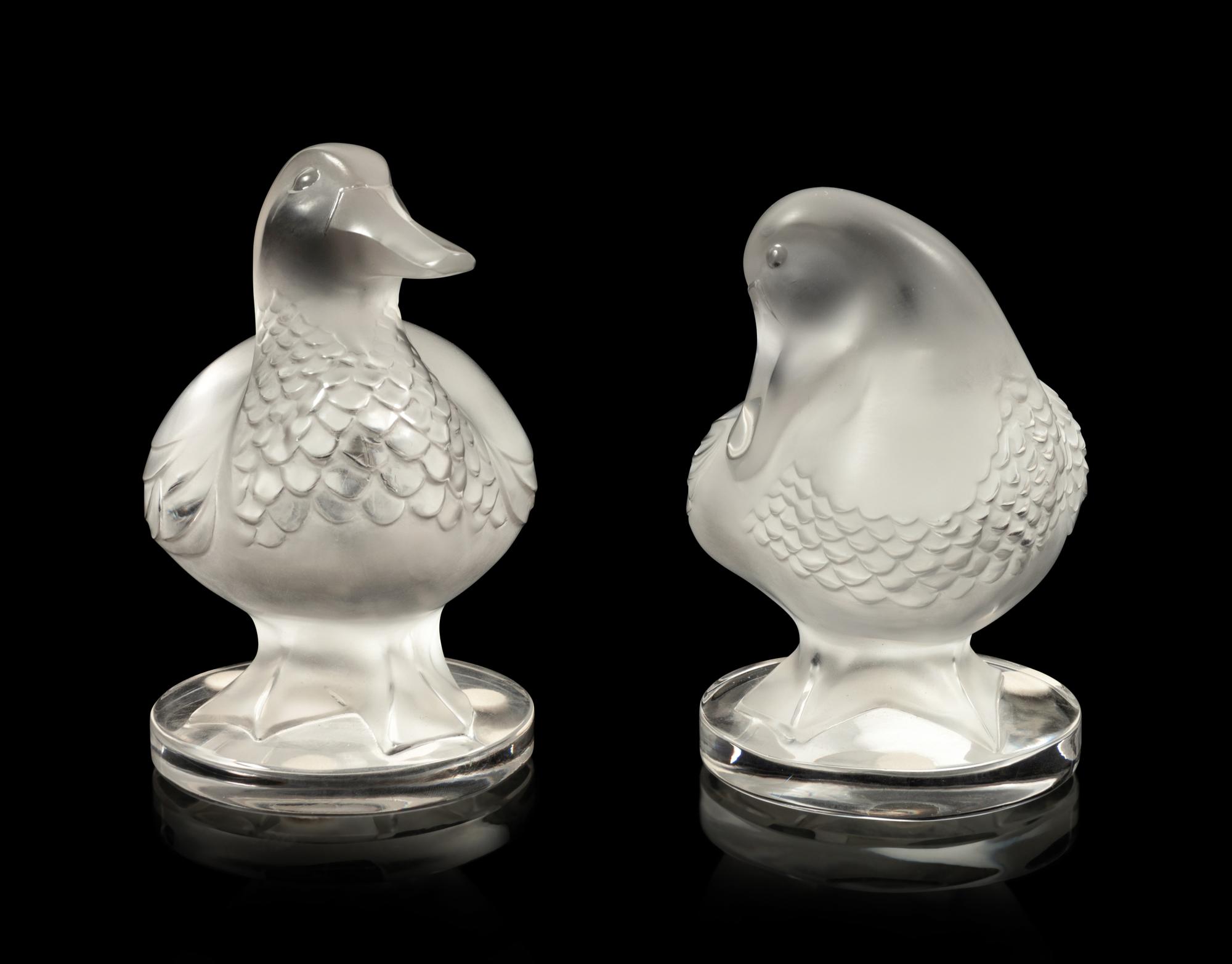 Two Lalique Duck Sculptures