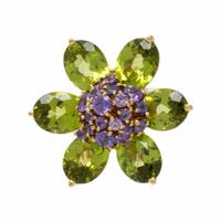 Van Cleef & Arpels, 'Fleurs d'Hawaï', Purple Sapphire, Peridot, and Yellow Gold Flower Brooch