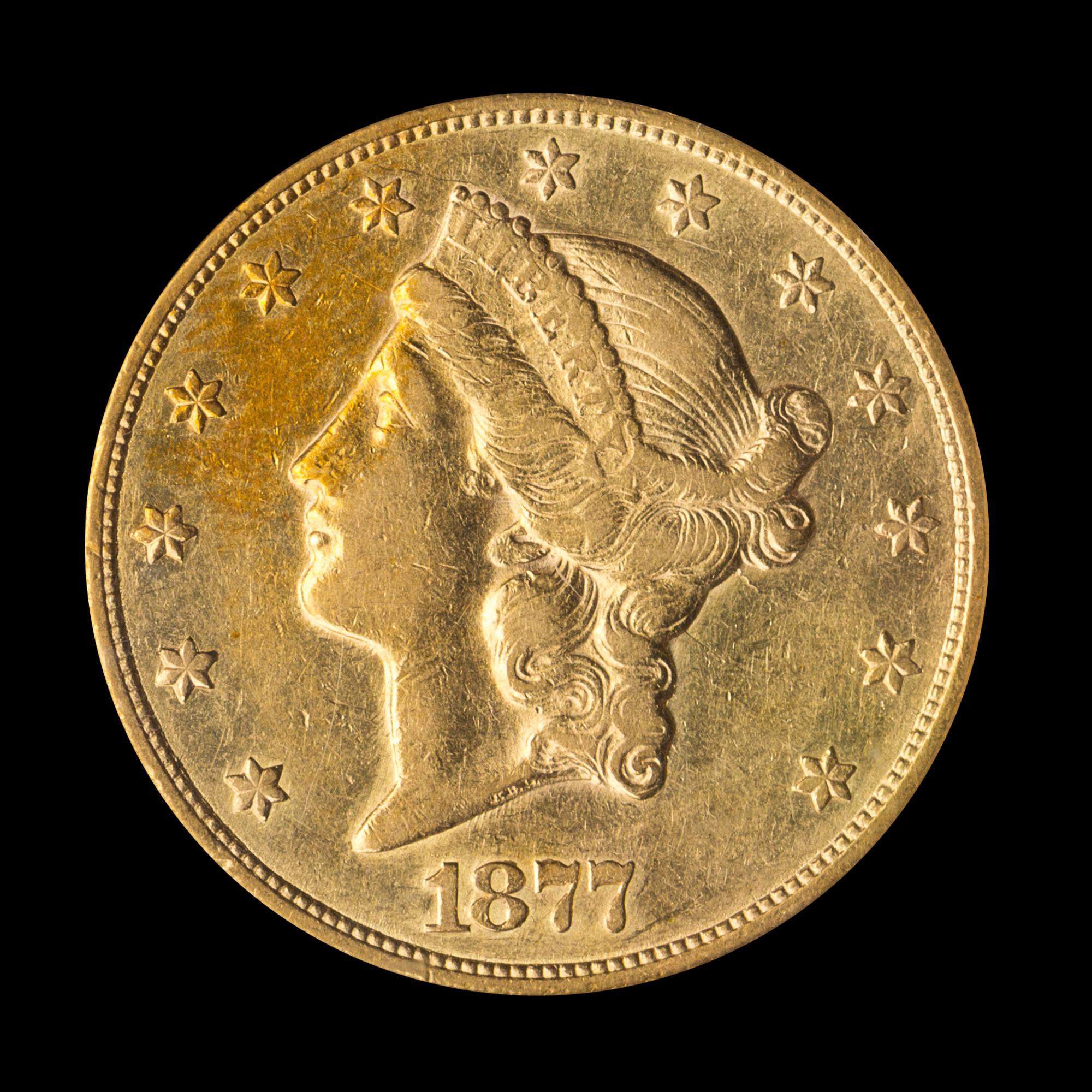 A United States 1877-CC Liberty Head $20 Gold Coin