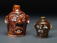 Two Southern Stoneware Face Jugs