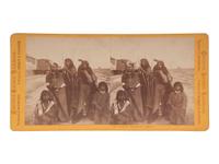 [NATIVE AMERICANS]. MUYBRIDGE, Eadweard (1830-1904), photographer. Shoshone Indians at Corinne , [Utah]. San Francisco, CA: Bradley & Rulofson, ca 1872.