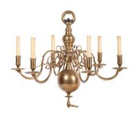 A Dutch Brass Six-Light Chandelier