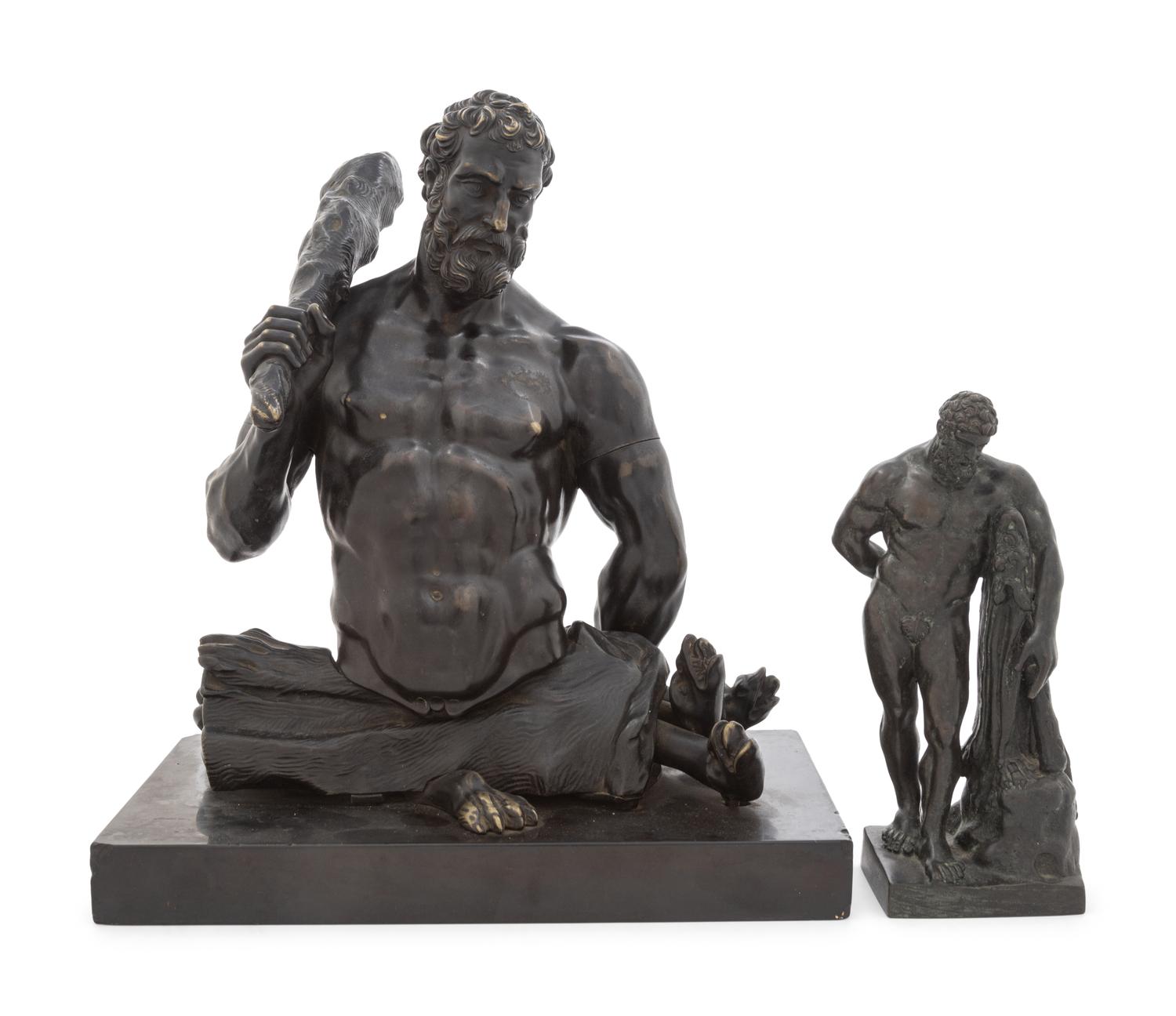 A Grand Tour Bronze Farnese Hercules and a Similar Bronze Bust of Hercules