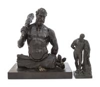 A Grand Tour Bronze Farnese Hercules and a Similar Bronze Bust of Hercules