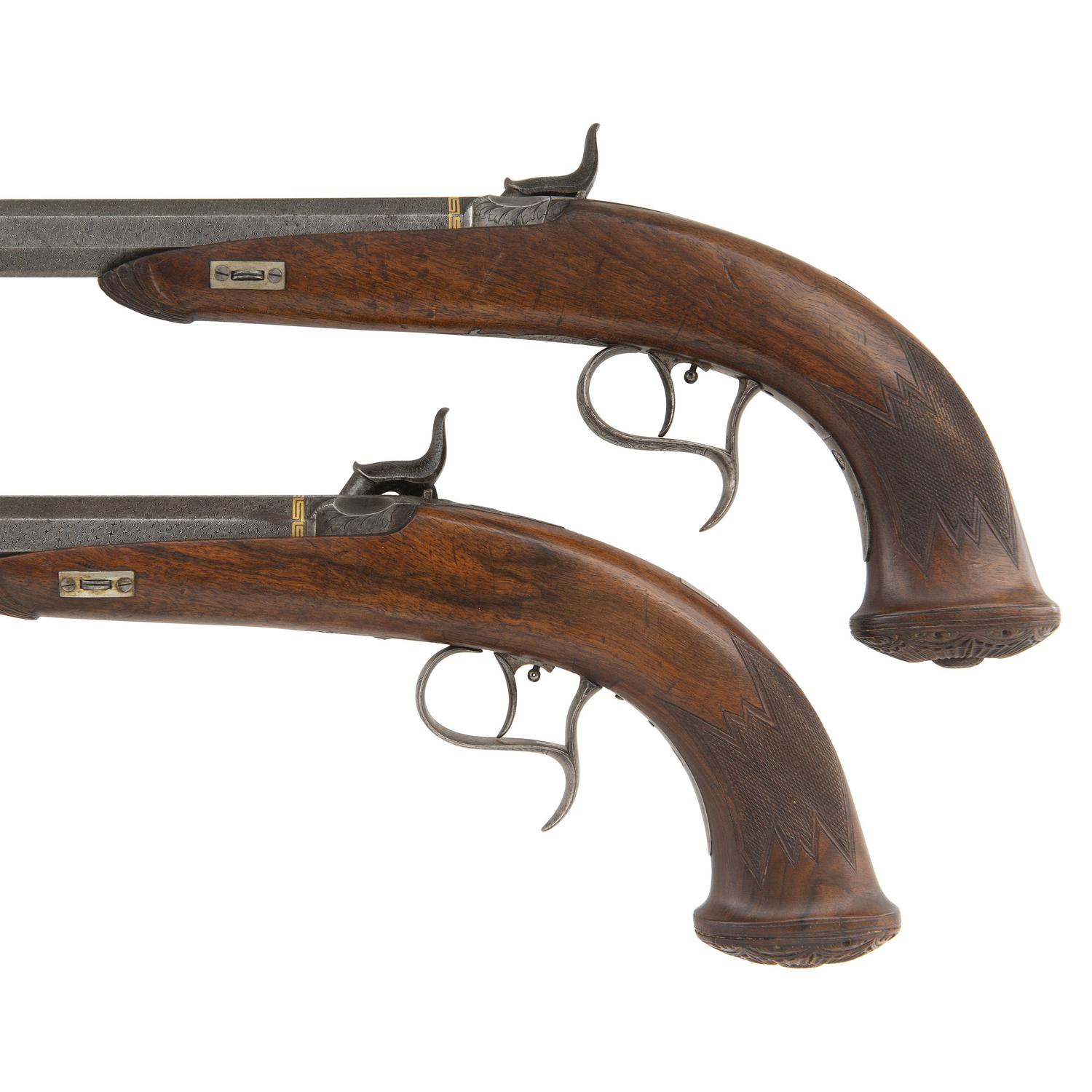 Pair of Austrian Percussion Target Pistols by Mathias Nowotny in Wien