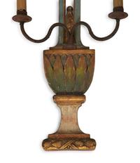 A Pair of Italian Painted and Parcel Gilt Sconces — EARLY 20TH CENTURY