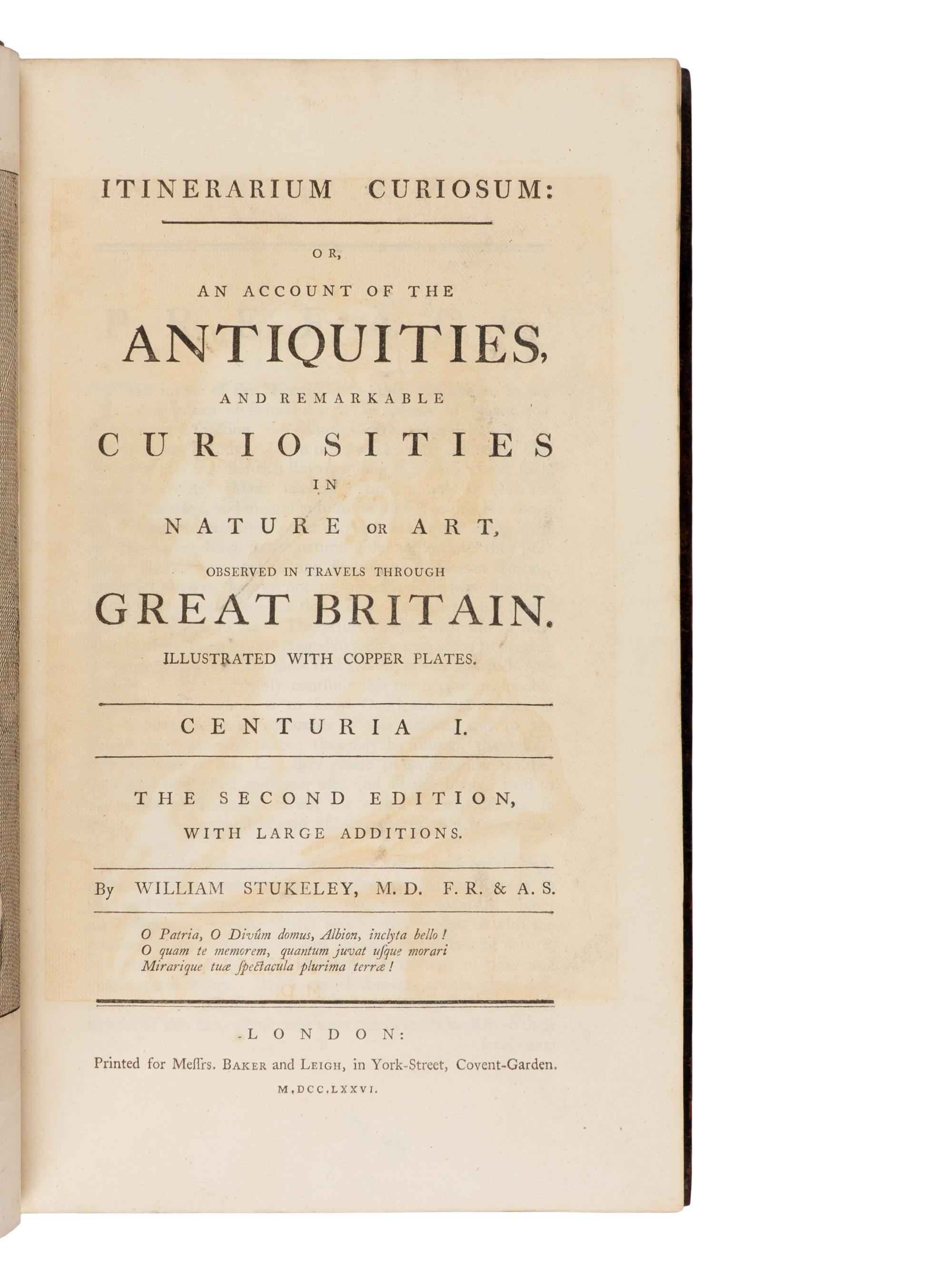 [History] Stukeley, William. Itinerarium Curiosum: or, An Account of the Antiquities, and Remarkable Curiosities in Nature or Art, Observed in Travels in Great Britain...