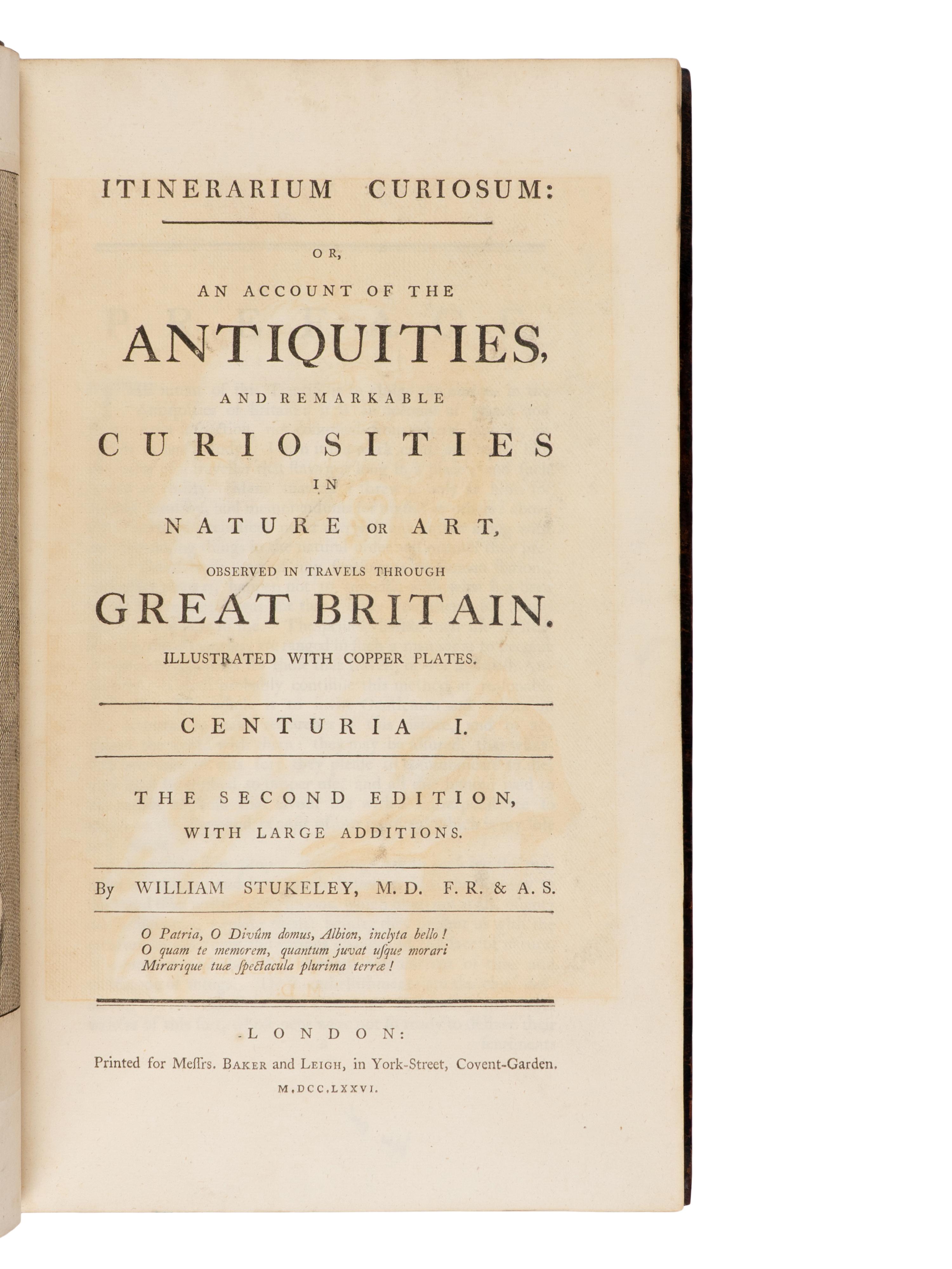 [History] Stukeley, William. Itinerarium Curiosum: or, An Account of the Antiquities, and Remarkable Curiosities in Nature or Art, Observed in Travels in Great Britain...