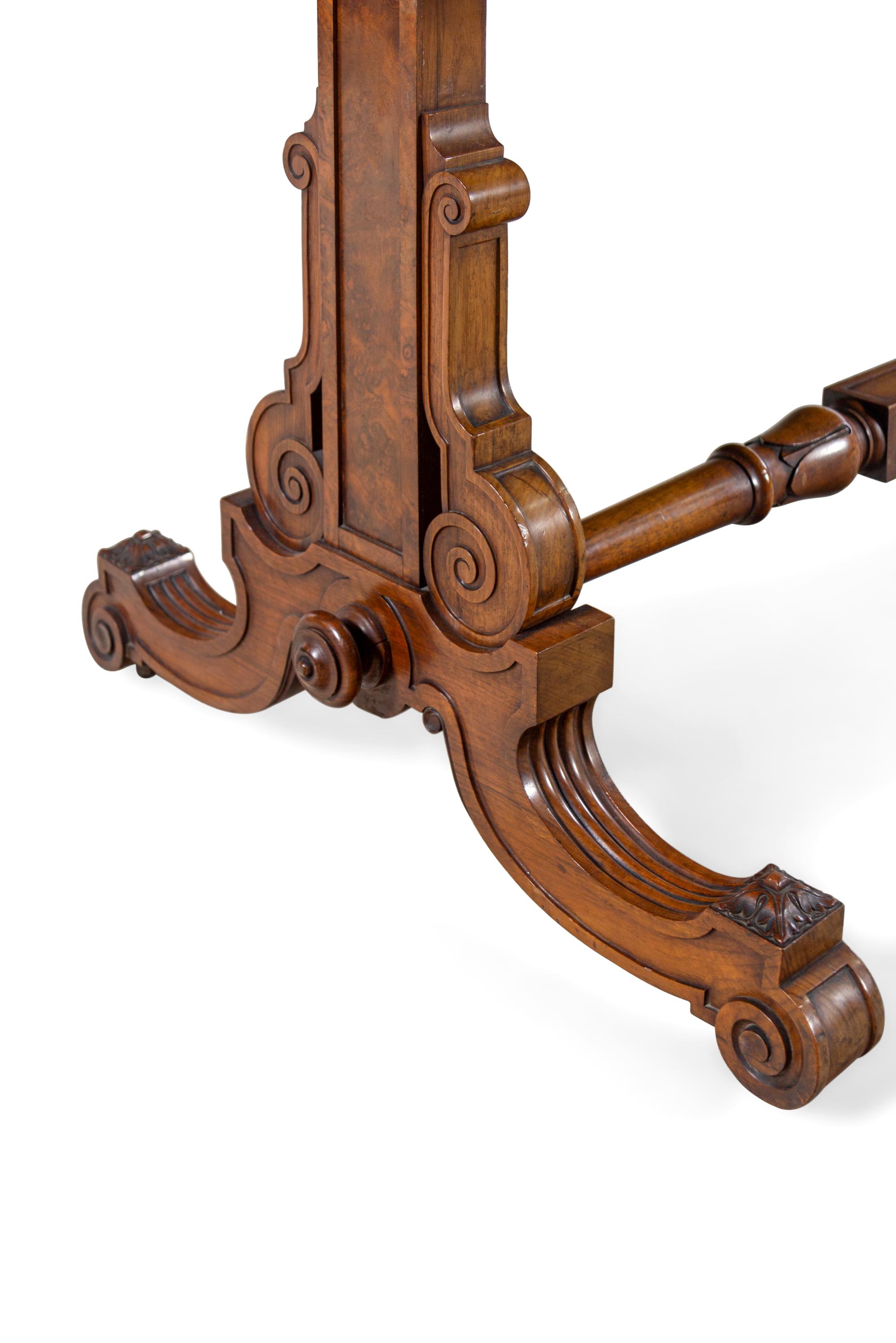 An Early Victorian Burl Walnut Library Table