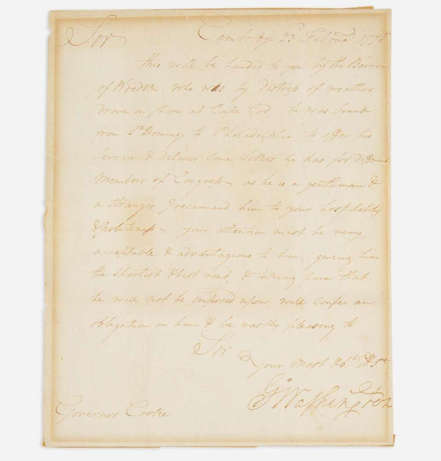 [Presidential] Washington, George Letter, signed