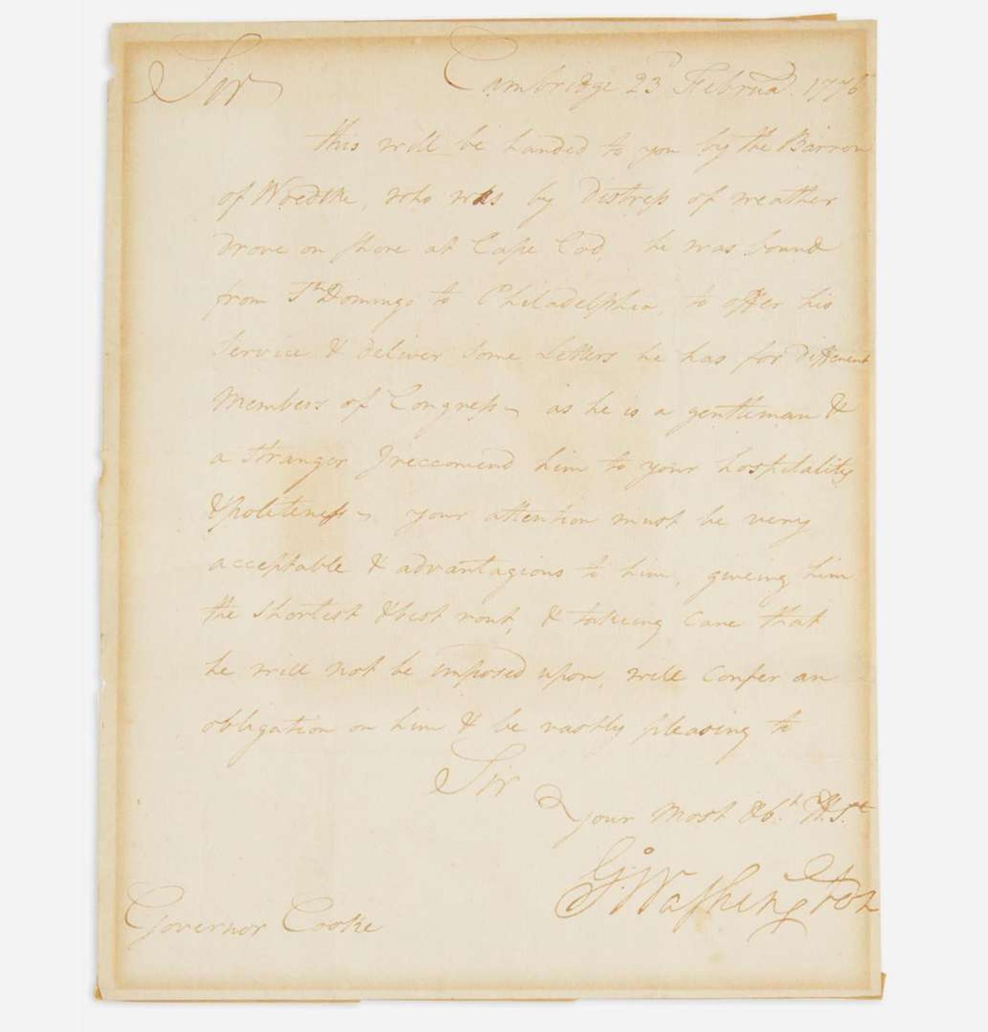[Presidential] Washington, George Letter, signed