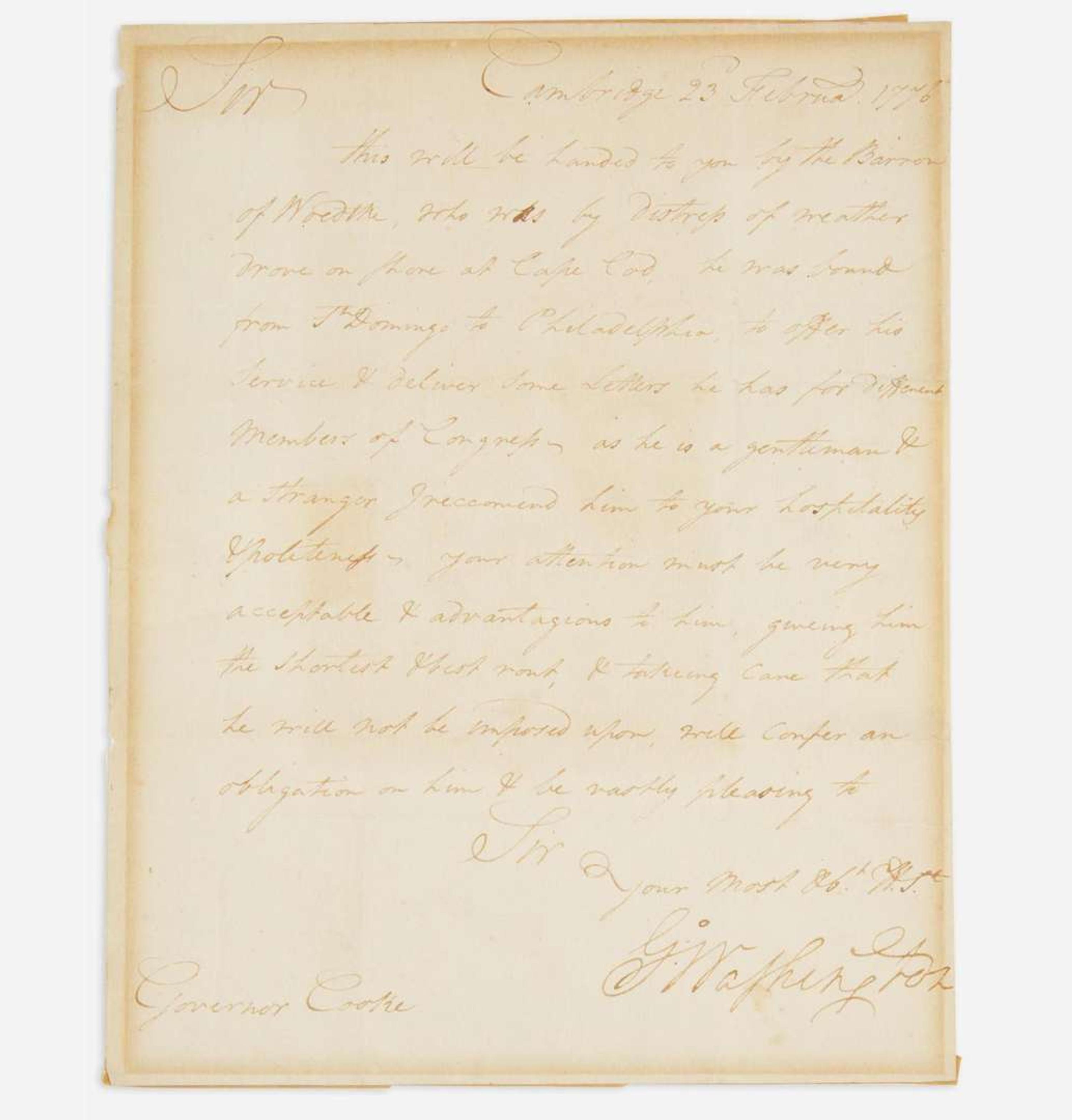 [Presidential] Washington, George Letter, signed