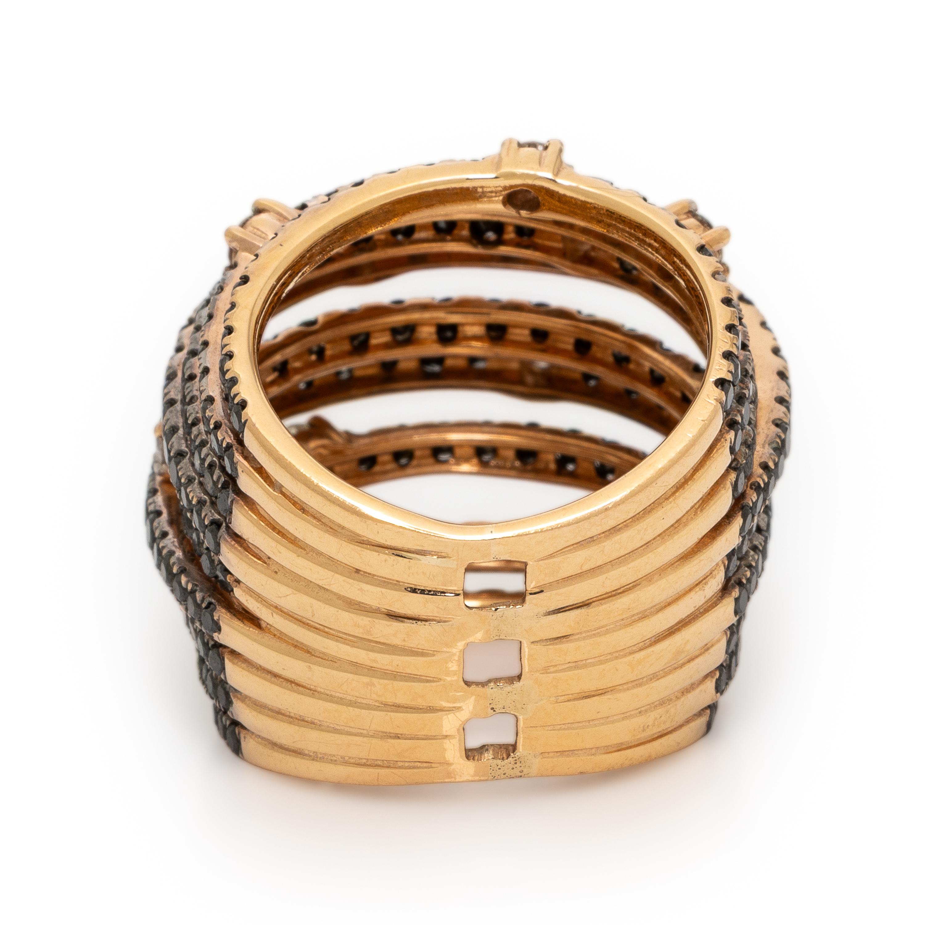 Diamond, Black Diamond, and Rose Gold Ring