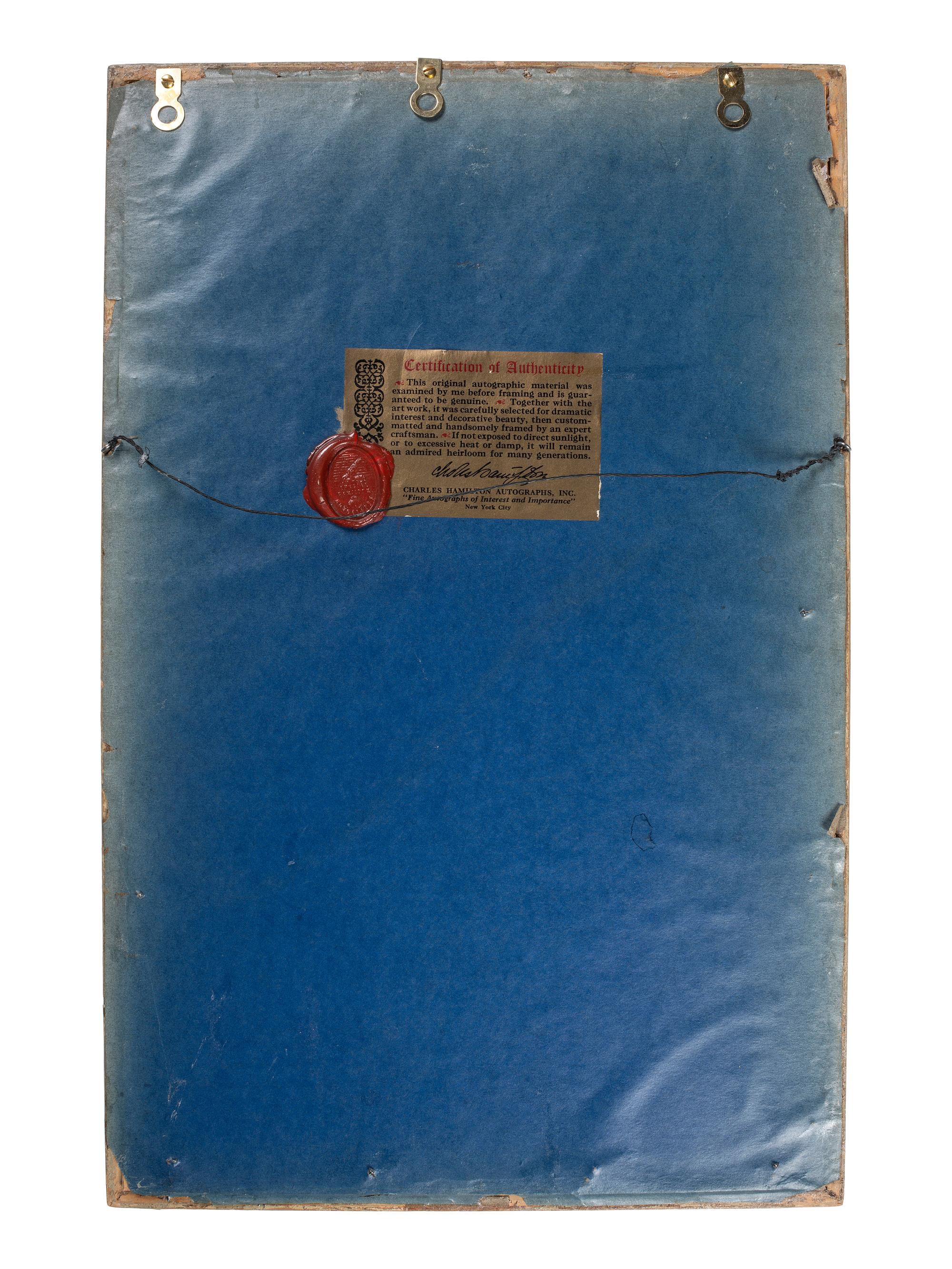 [REVOLUTIONARY WAR]. MORGAN, Daniel (1735/1736-1802). Partially printed document signed ("Dan Morgan"). Frederick County, Virginia, 29 July 1768.