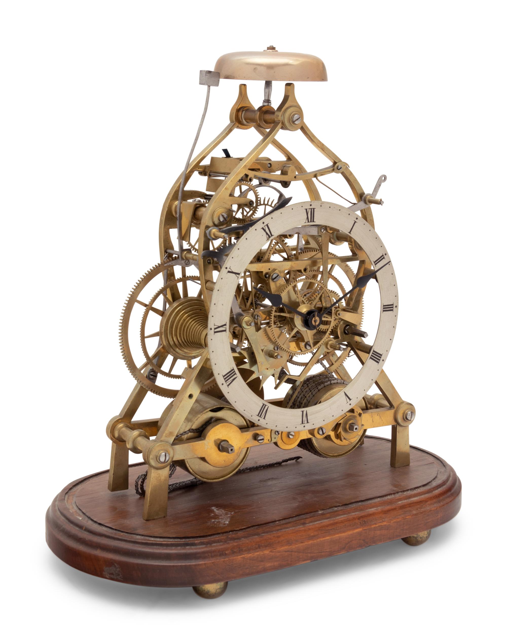 A Brass Skeleton Clock