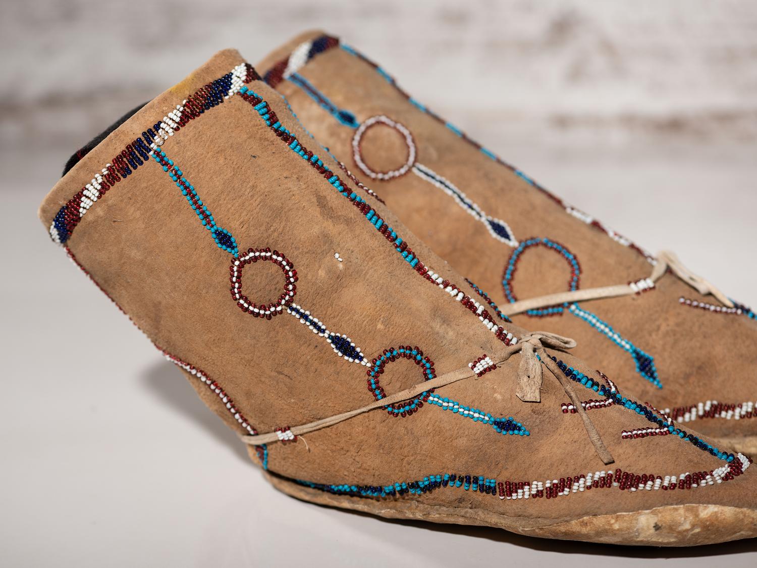 Apache Beaded Hide Moccasins