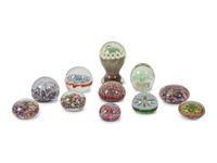 A Large Group of Caned and Blown Glass Paperweights