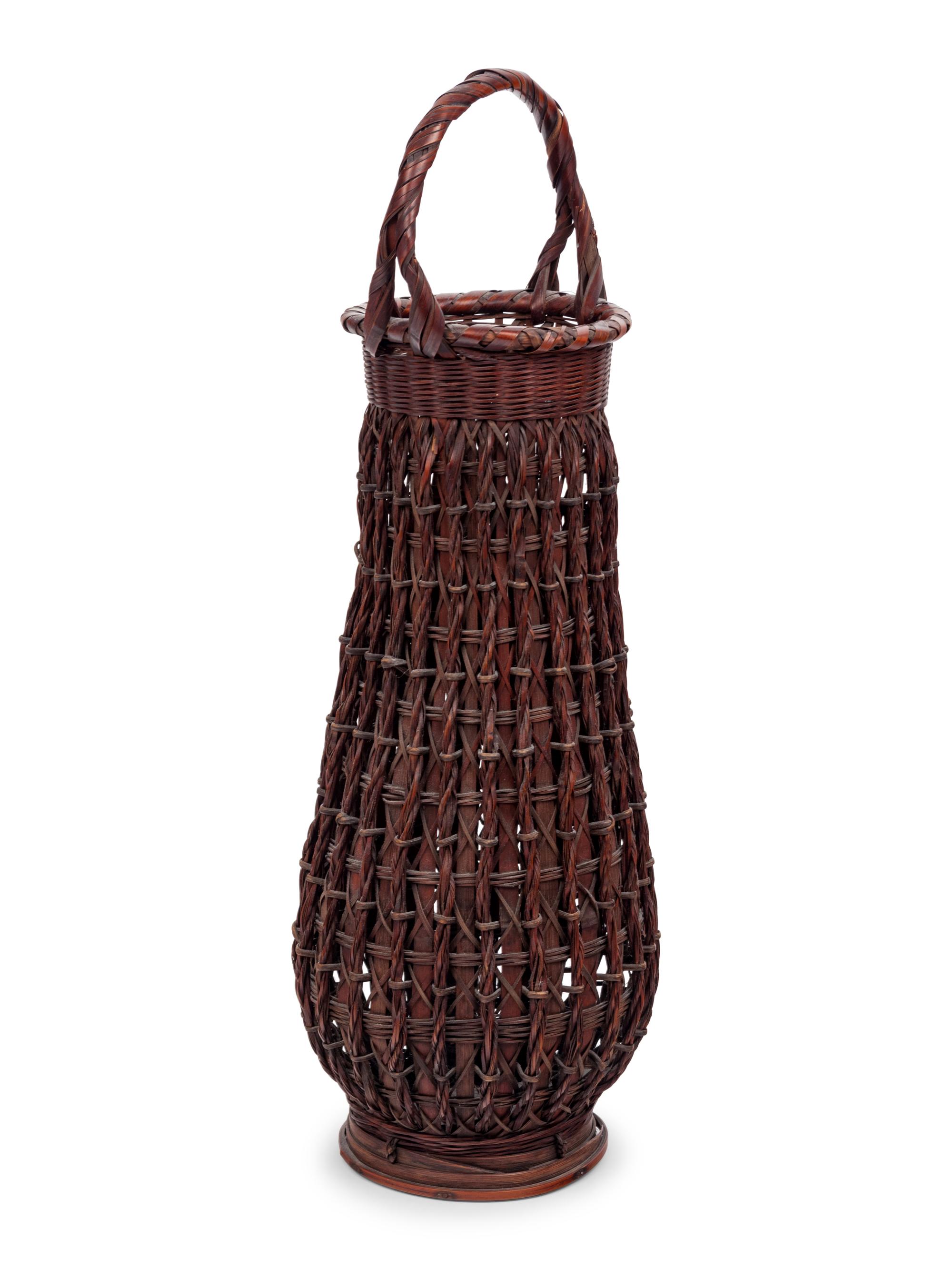 A Large Japanese Ikebana Bamboo Flower Arranging Basket