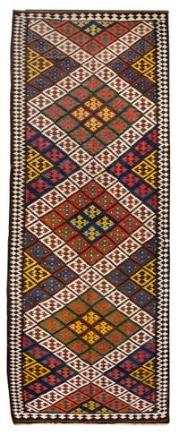 A Kilim Wool Rug 13 feet 2 inches x 4 feet 11 inches.