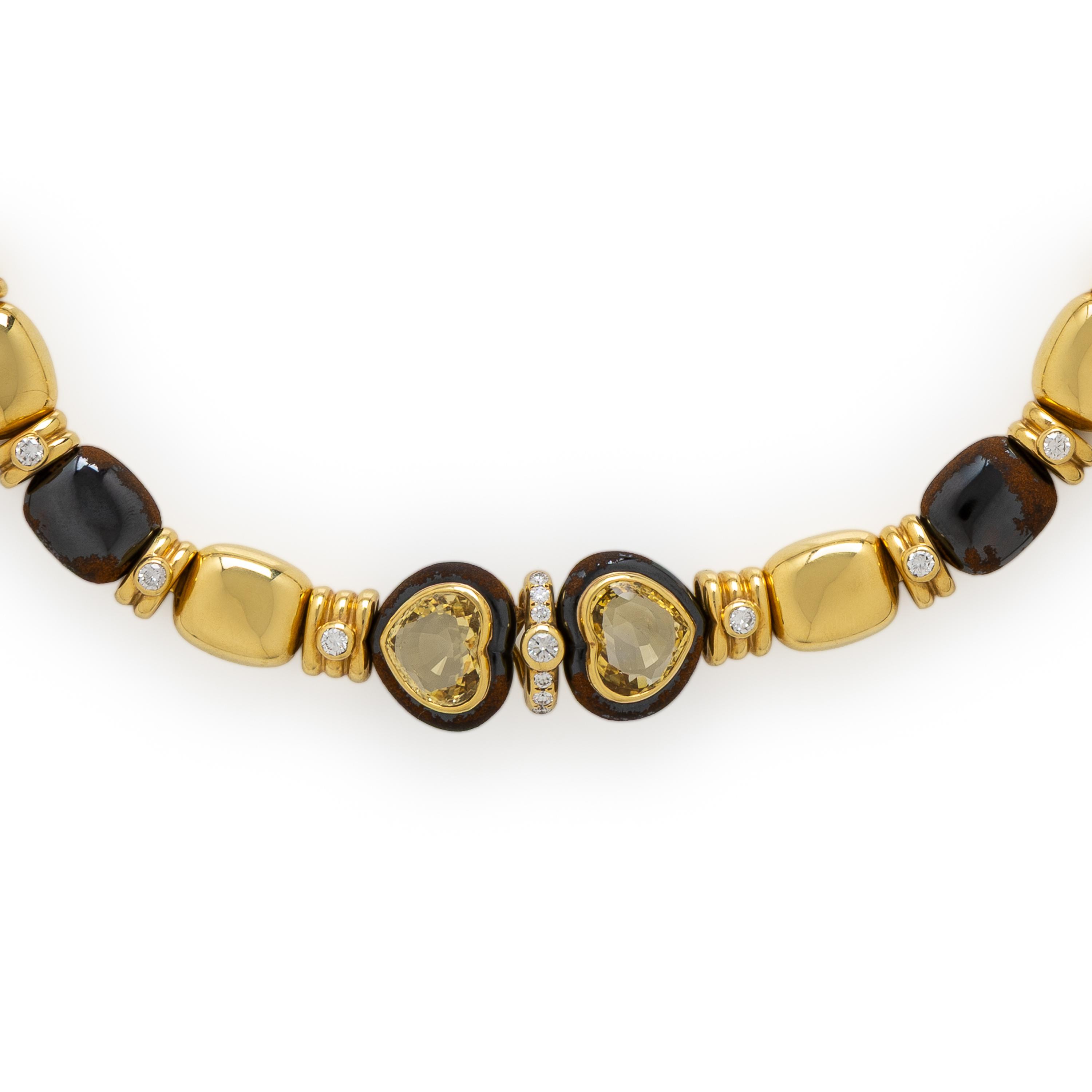 Faraone, Yellow Sapphire, Diamond, Yellow Gold, and Steel Necklace