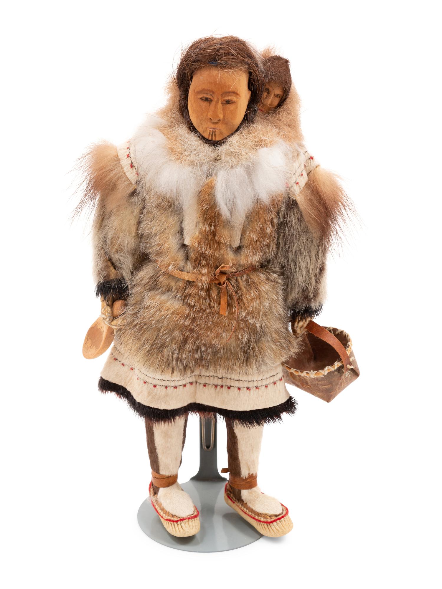 Iñupiat Carved Mother and Child Doll